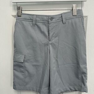 Under Armour Boys Adjustable Waist Chino Shorts Small Gray Loose Golf FLAW